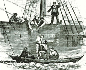   Shanghaied   To shanghai, or to crimp someone was to kidnap a man for a forced term of labor aboard a deep-sea vessel, or to trick him into a sea-faring contract in any way.
